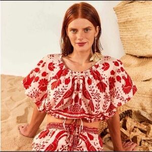 FARM Rio jungle flow top XL red NWT!